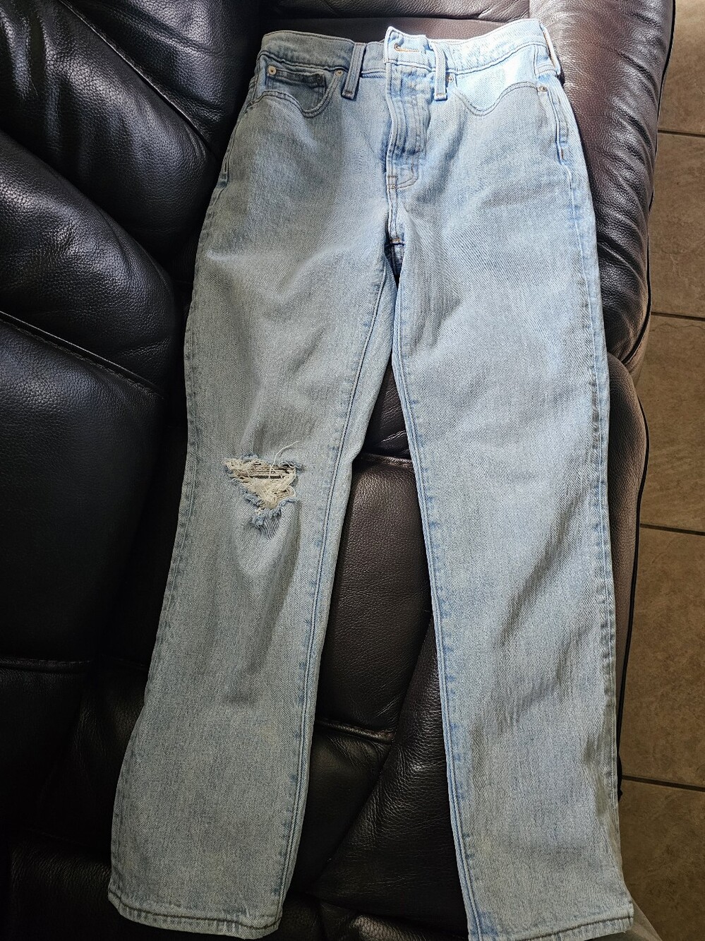 Made Well Light Wash Distressed Straight-Leg Jeans